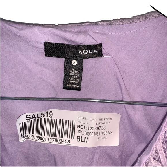 AQUA Bloomingdales Small Ruffle Lace Belted Mini Dress Women's - Picture 4 of 9